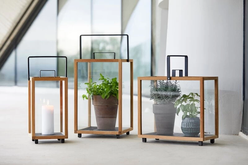 Lighthouse Laterne, Rechteckig, Teakholz – Lavagrau 4 Lighthouse Laterne, Rechteckig, Teakholz – Lavagrau – Bild 2