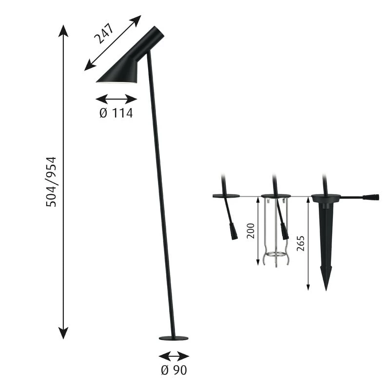 Louis Poulsen AJ Garden Wegeleuchte, Lang, 3000 K, Fußplatte Mit Adapter 4 Louis Poulsen AJ Garden Wegeleuchte, Lang, 3000 K, Fußplatte Mit Adapter – Bild 2