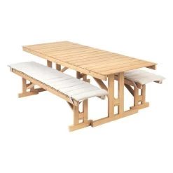 BM1871 Sitzbank-Polster, Cremeweiß -Lassen Sie Ihre Gartenmöbel fließen. BM1771 BM1871 teak untreated CUBM1871 HeritagePapyrus18006 side