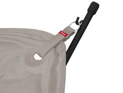 Fatboy Headdemock Superb Deluxe, Grau-Taupe/Schwarz -Lassen Sie Ihre Gartenmöbel fließen. FATBOY Headdemock SuperB sunbrella grey taupe closeup rack anthracite 02