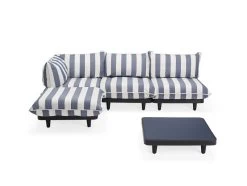 Fatboy Paletti Hocker, Gestreift, Ozeanblau -Lassen Sie Ihre Gartenmöbel fließen. FATBOY Paletti stripe ocean blue Lounge set JPG RGB