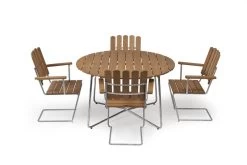 Tisch 9A, 120 cm, Feuerverzinkter Stahl - Eiche Geölt -Lassen Sie Ihre Gartenmöbel fließen. Grupp 4 A2 Bord 9A ek