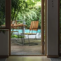 Sessel A2, Feuerverzinkter Stahl - Teakholz -Lassen Sie Ihre Gartenmöbel fließen. Grythyttan A2 teak 1 scaled 1