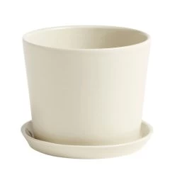 Hay Botanical Family Blumentopf Mit Untersetzer, M, Cremeweiß