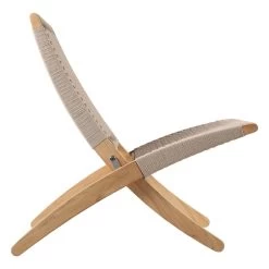 MG501 Cuba Outdoor-Liegestuhl, Teakholz – Sesam 083 -Lassen Sie Ihre Gartenmöbel fließen. MG501 teak untreated flatrope sesame083 side