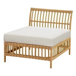 Exterior Maggie Mittelmodul-Sofa, Natur – Weißes Kissen